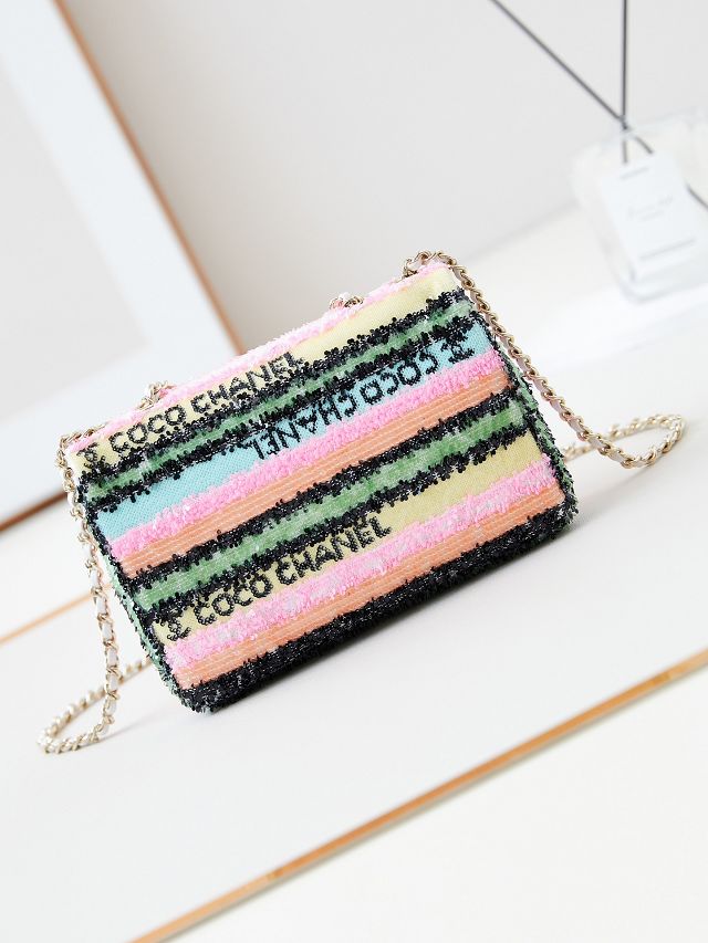 CC original sequins small flap bag AS3266 multicolor