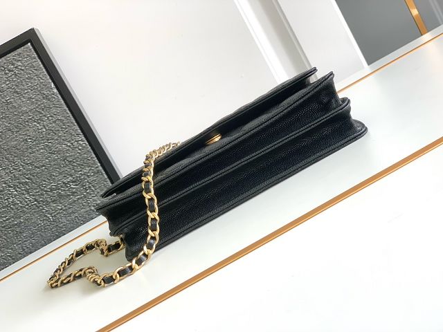 CC original grained calfskin wallet on chain AP6467 black