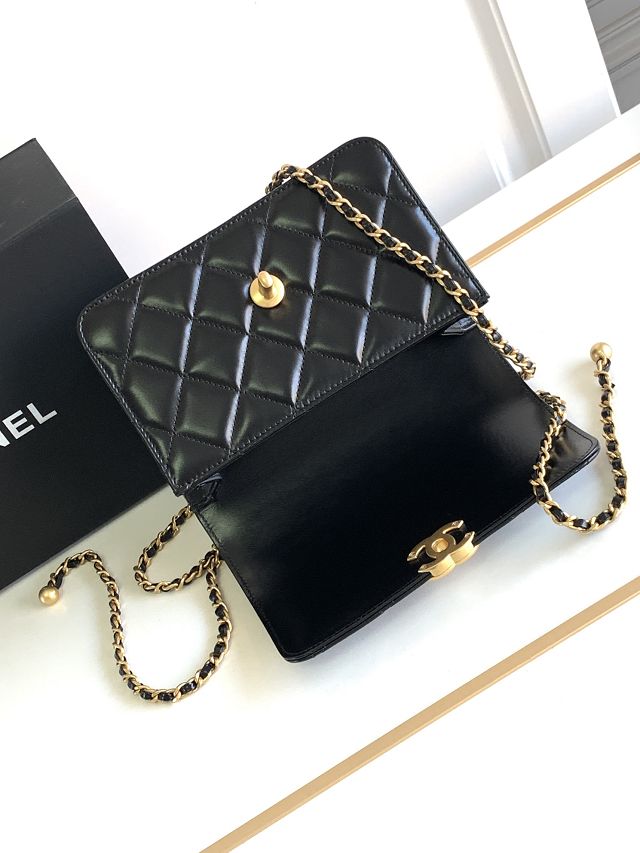 2024 CC original calfskin mini flap bag AS4875 black