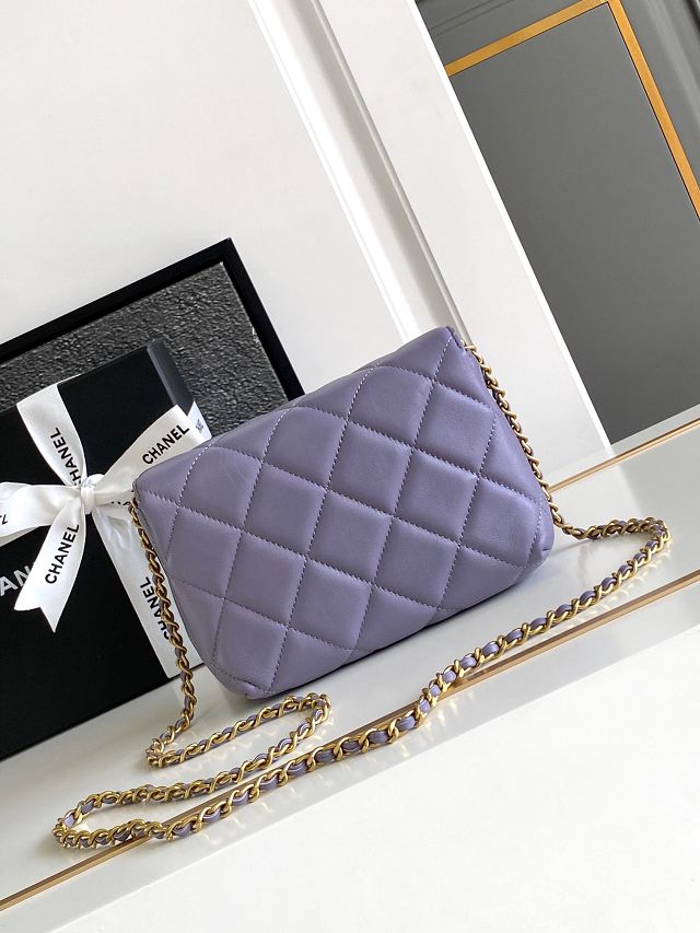 2024 CC original lambskin mini flap bag AS4986 light purple