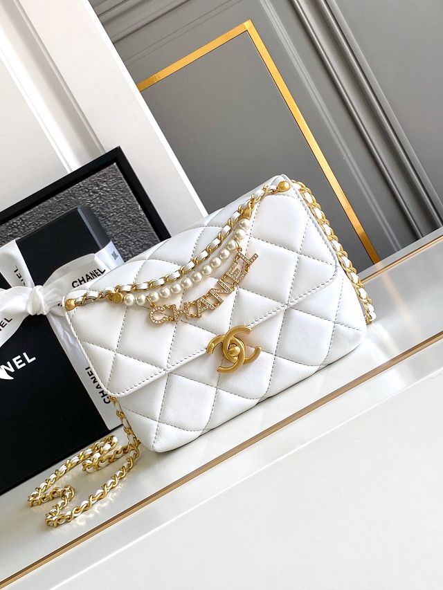 2024 CC original lambskin mini flap bag AS4986 white