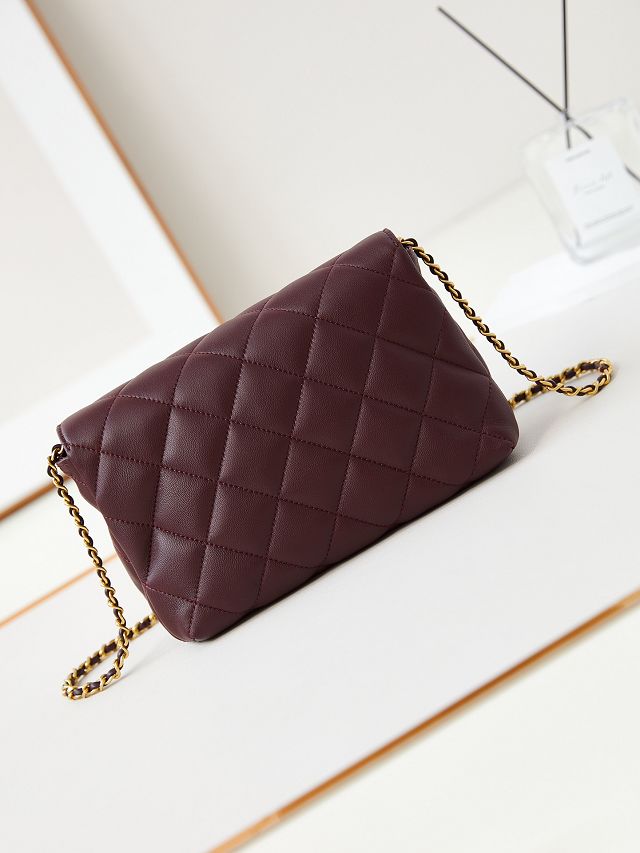 2024 CC original lambskin small flap bag AS4986 bordeaux