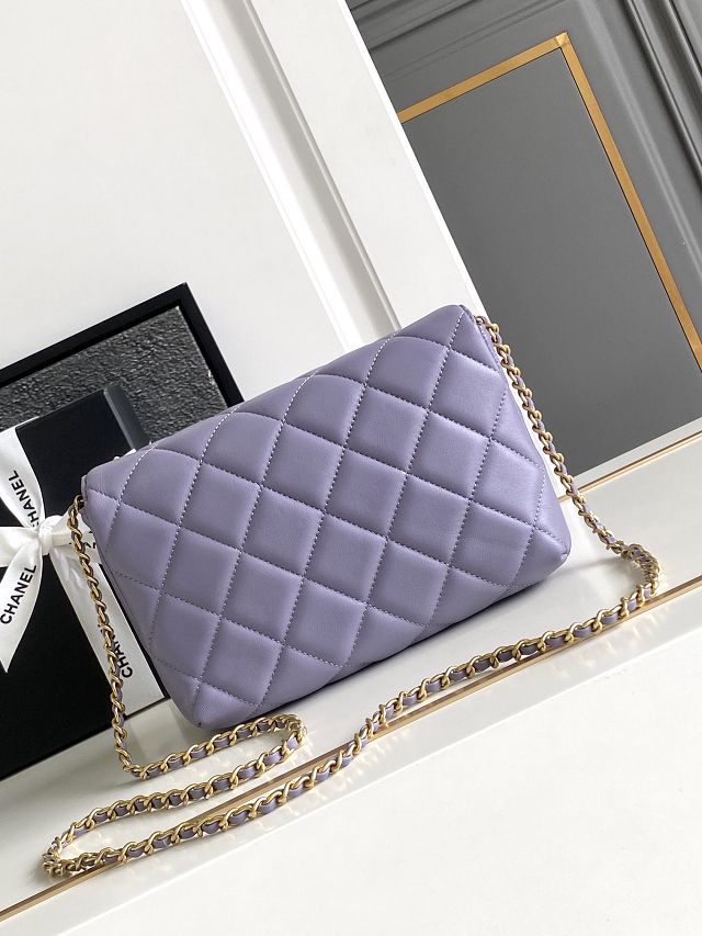 2024 CC original lambskin small flap bag AS4986 light purple