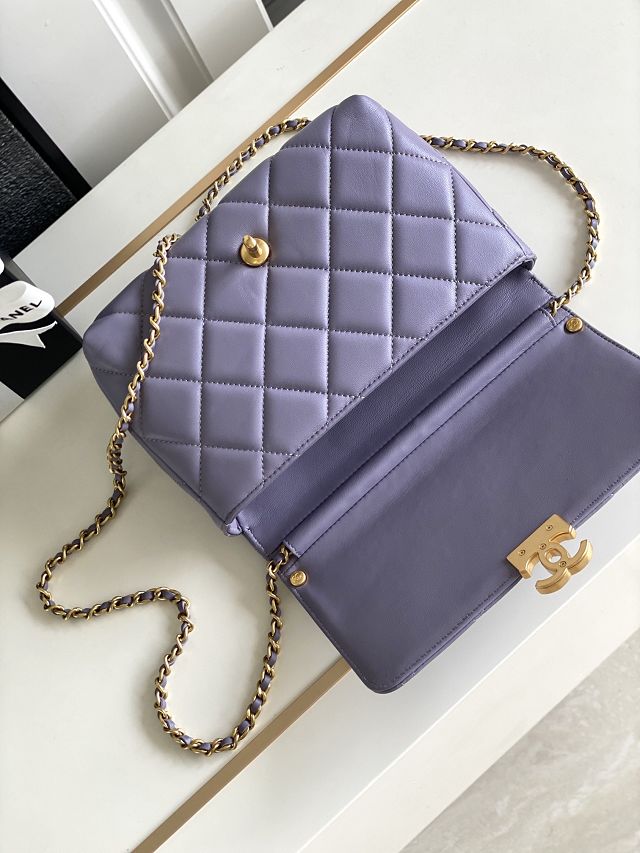 2024 CC original lambskin small flap bag AS4986 light purple