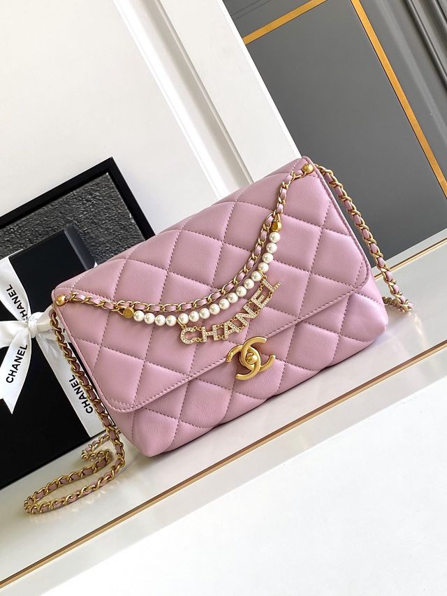 2024 CC original lambskin small flap bag AS4986 pink