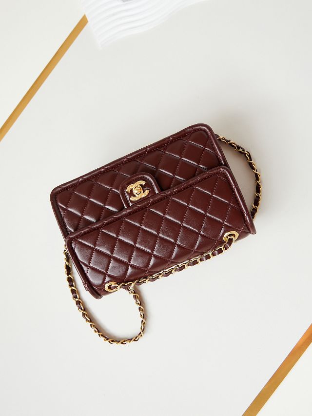 2024 CC original calfskin flap bag AS4686 bordeaux