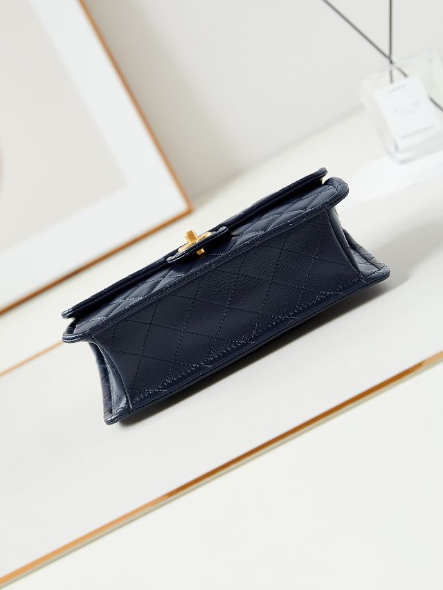 2024 CC original calfskin flap bag AS4686 navy blue