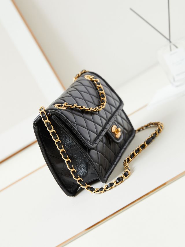 2024 CC original calfskin small  flap bag AS4687 black