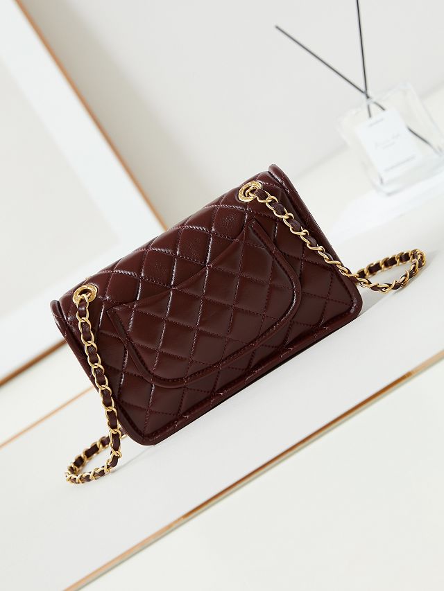 2024 CC original calfskin small  flap bag AS4687 bordeaux