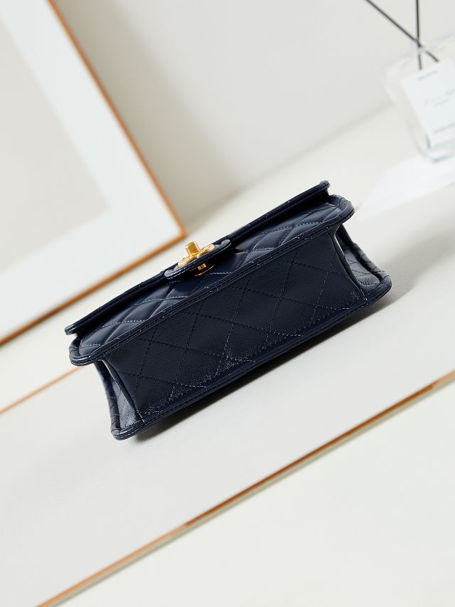 2024 CC original calfskin small  flap bag AS4687 navy blue