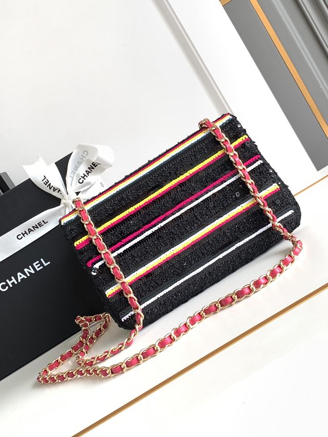 CC original sequins mini flap bag A69900 black