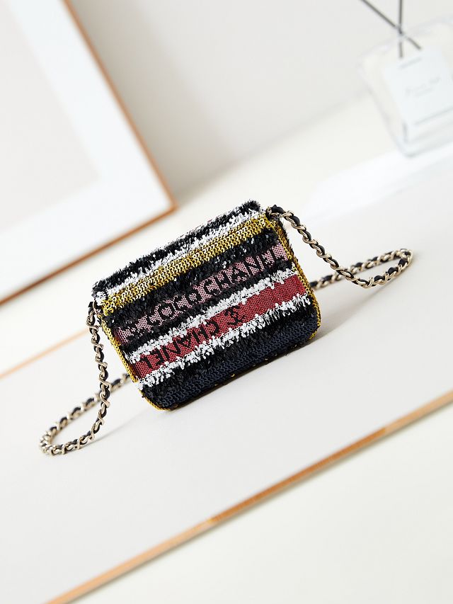 CC original sequins mini flap bag AS3268 multicolor