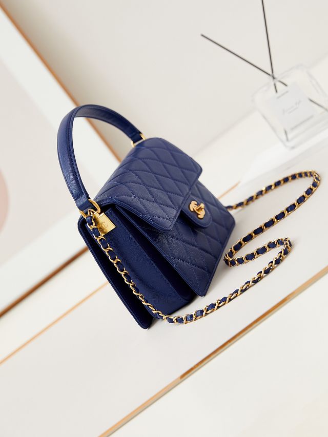 2024 CC original grained calfskin medium flap bag AS4039 blue