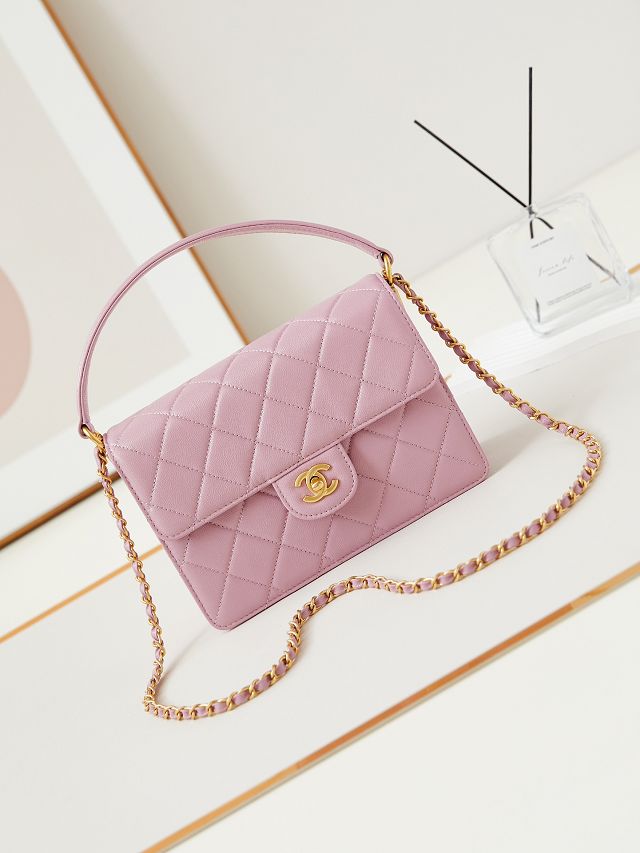 2024 CC original grained calfskin medium flap bag AS4039 pink