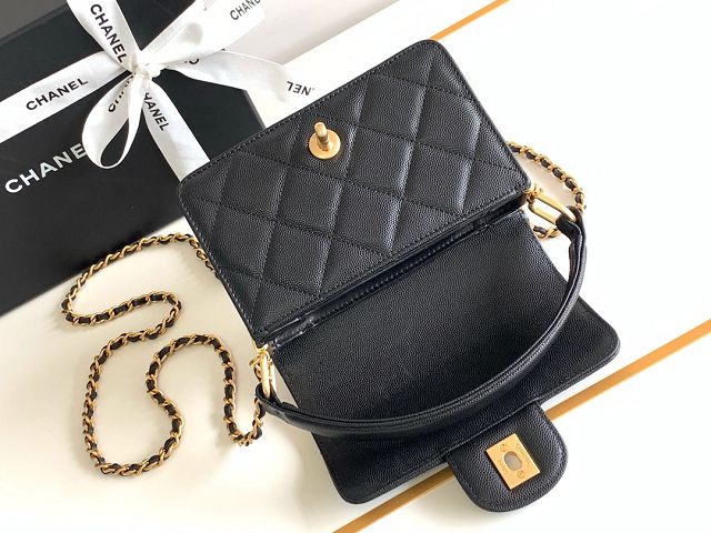 2024 CC original grained calfskin mini flap bag AS4037 black