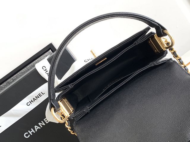 2024 CC original grained calfskin mini flap bag AS4037 black