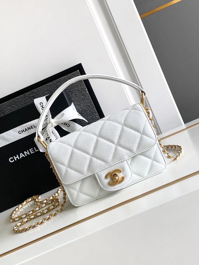 2024 CC original grained calfskin mini flap bag AS4037 white