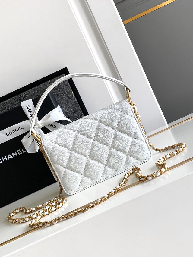 2024 CC original grained calfskin mini flap bag AS4037 white