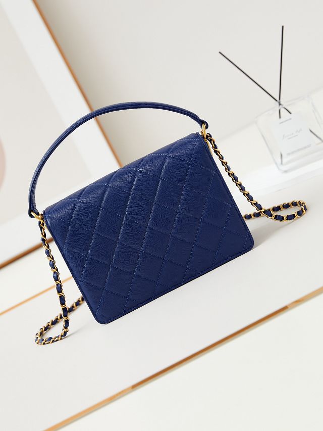 2024 CC original grained calfskin small flap bag AS4038 blue