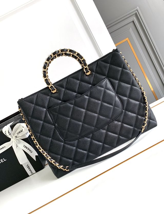 2024 CC original grained calfskin tote bag AS4846 black