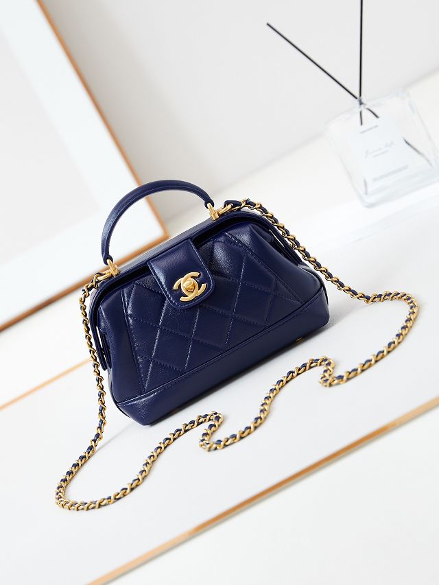 2024 CC original lambskin mini top handle bag AS4958 navy blue