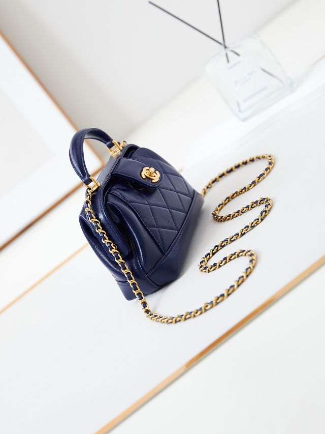 2024 CC original lambskin mini top handle bag AS4958 navy blue