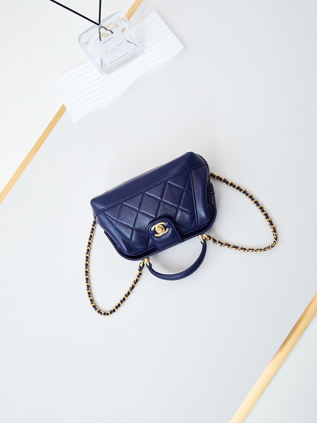 2024 CC original lambskin mini top handle bag AS4958 navy blue