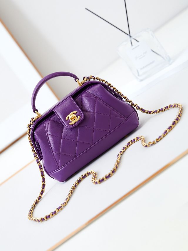 2024 CC original lambskin mini top handle bag AS4958 purple