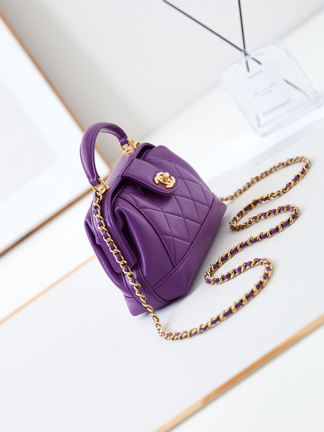 2024 CC original lambskin mini top handle bag AS4958 purple