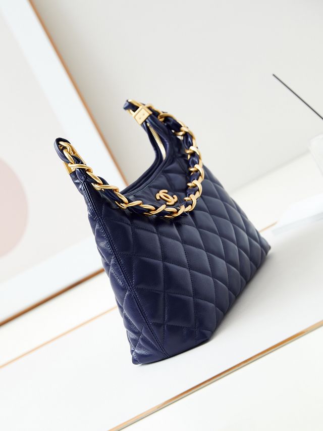 2024 CC original lambskin medium hobo handbag AS4923 navy blue