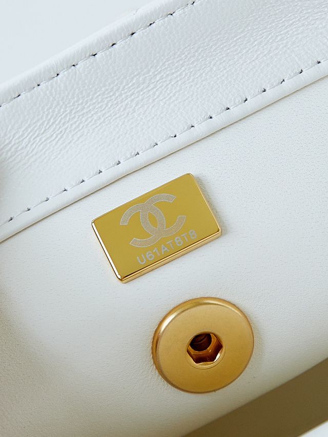 2024 CC original lambskin mini top handle flap bag AS5001 white