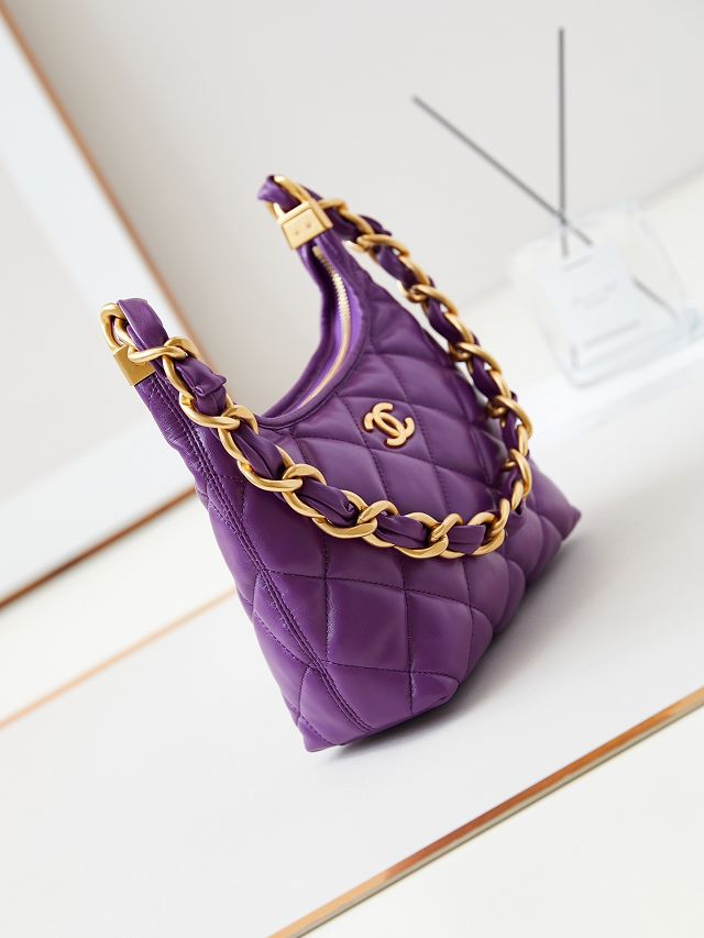 2024 CC original lambskin small hobo handbag AS4922 purple