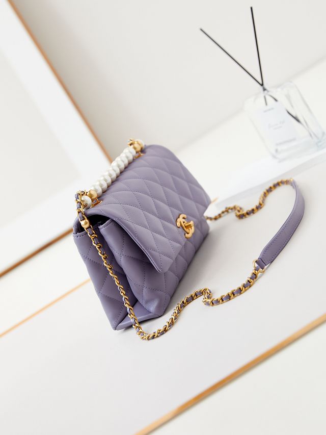 2024 CC original lambskin top handle flap bag AS4997 light purple