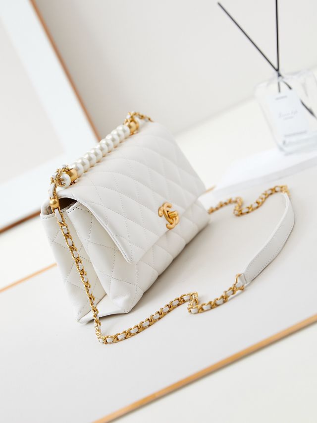 2024 CC original lambskin top handle flap bag AS4997 white