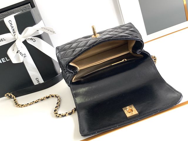 CC original calfskin mini coco handle bag AS2215 black