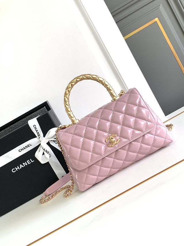 CC original calfskin small coco handle bag A92990 pink