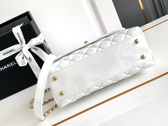 CC original calfskin small coco handle bag A92990 white