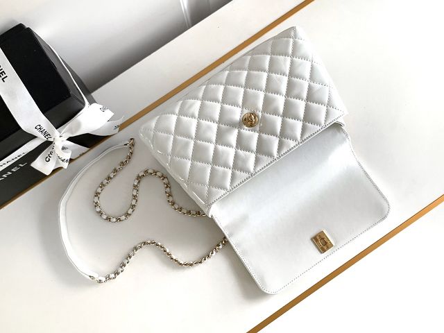 CC original calfskin small coco handle bag A92990 white