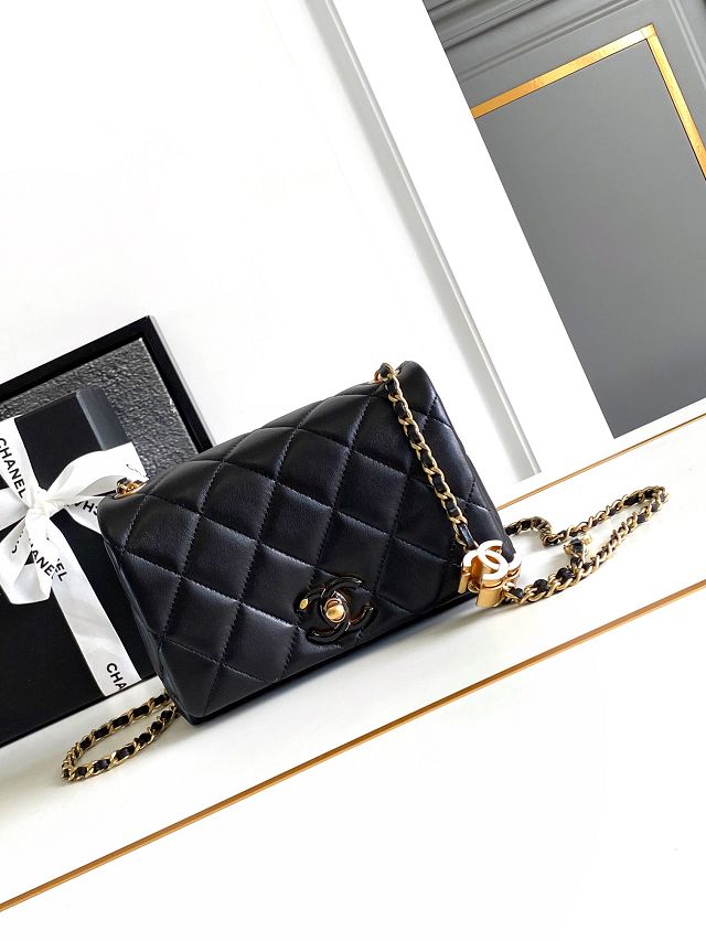 2024 CC original lambskin mini flap bag AS4973 black