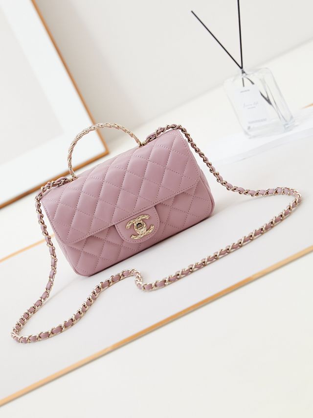 2024 CC original lambskin mini top handle bag AS4924 pink