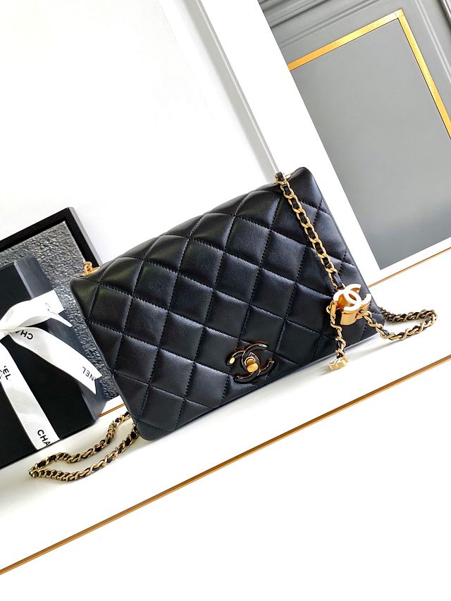 2024 CC original lambskin small flap bag AS4967 black