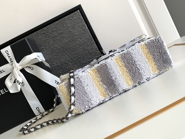 CC original sequins mini flap bag A69900 white&black