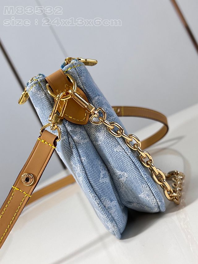 Louis vuitton original denim liv pochette M83532 light blue