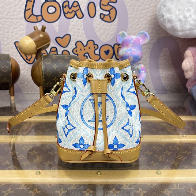 Louis vuitton original monogram canvas nano noe bucket M83620 blue