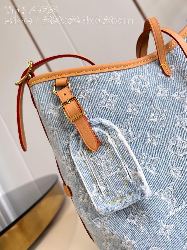 Louis vuitton original denim carryall PM handbag M11462 light blue