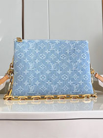 Louis vuitton original denim coussin pm bag M11400 light blue