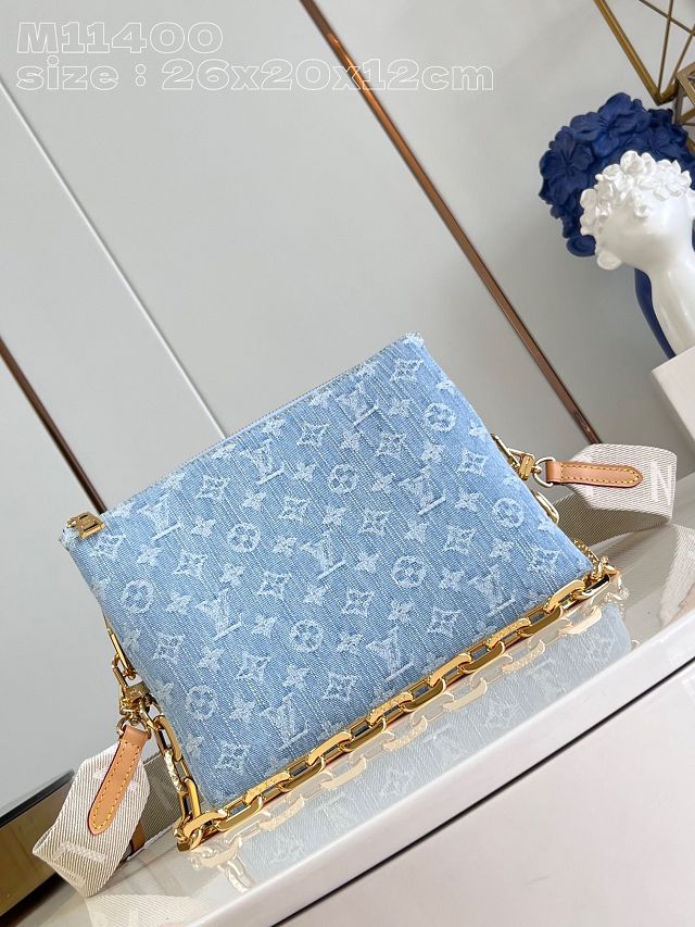 Louis vuitton original denim coussin pm bag M11400 light blue