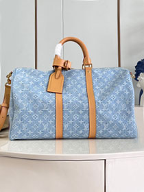 Louis vuitton original denim keepall 45 M25334 light blue