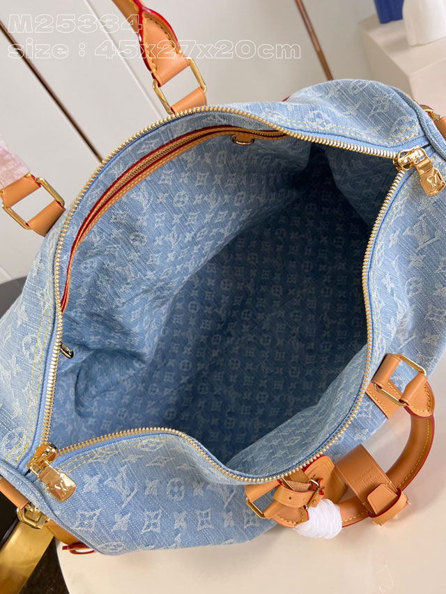 Louis vuitton original denim keepall 45 M25334 light blue