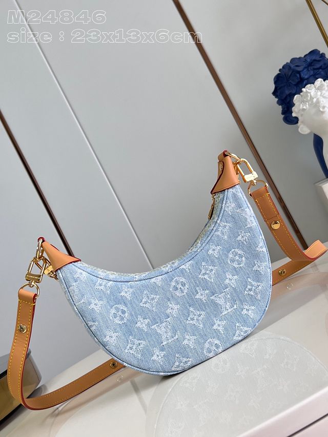 Louis vuitton original denim loop PM handbag M24846 light blue